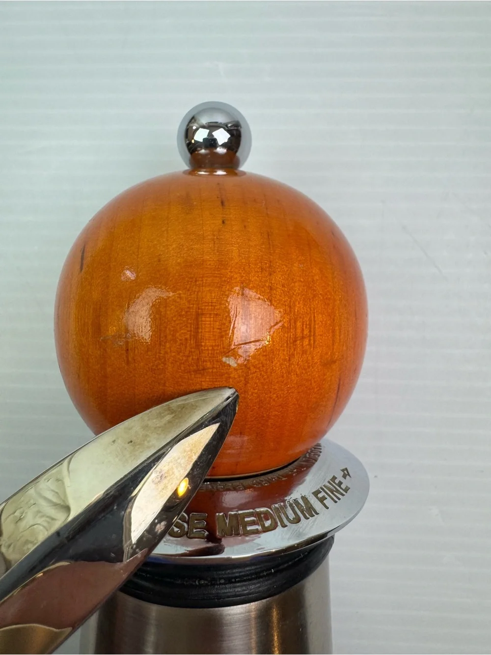 William Bounds Ltd Stainless Steel Wood Ball Torch Pepper Salt Grinder Mill Set